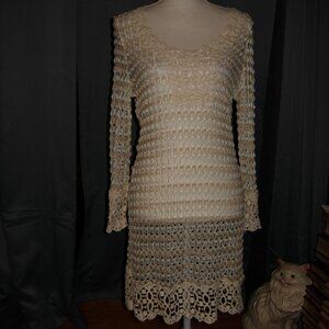 Solitaire Swim Stretchy Lace Crochet Swim Suit Coverup L